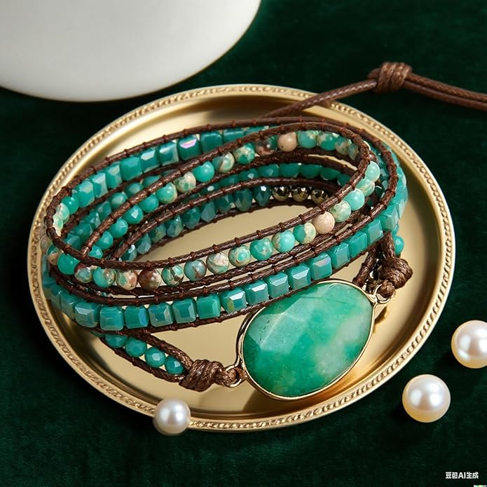 ZOSOJONA Women Wrap Bracelets Boho Natural Stone Jasper Turquoises Strand Bracelet Jewelry Collection