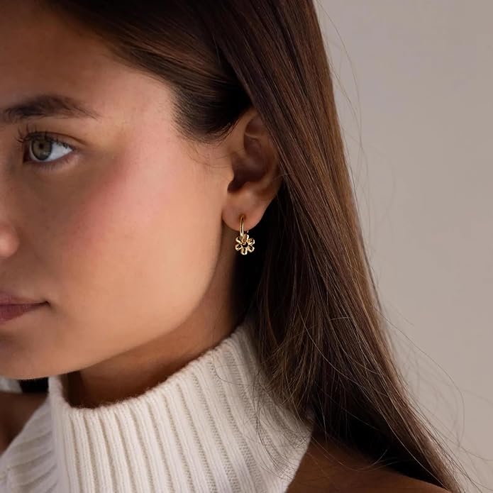 CAITLYNMINIMALIST 18K Gold Sterling Silver Double Link Drop Pave Duo Hoop Huggie Earrings Bold Jewelry for Women
