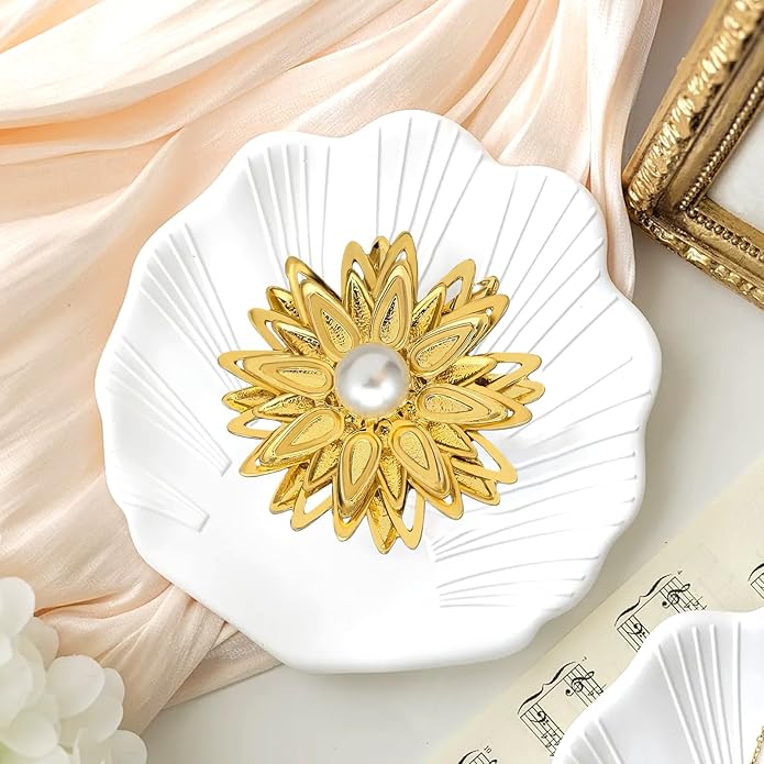 Wanheart Sunflower Brooch Pin Rhinestone Crystal Flower Jewelry Vintage Elegant Brooch for Women Dress Hat Bag Accessories