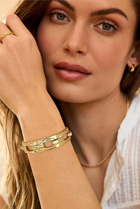 Chunky Gold Stretch Bracelet for Women Adjustable Elastic Chain Bracelet Bold Statement Bracelet Trendy Jewelry