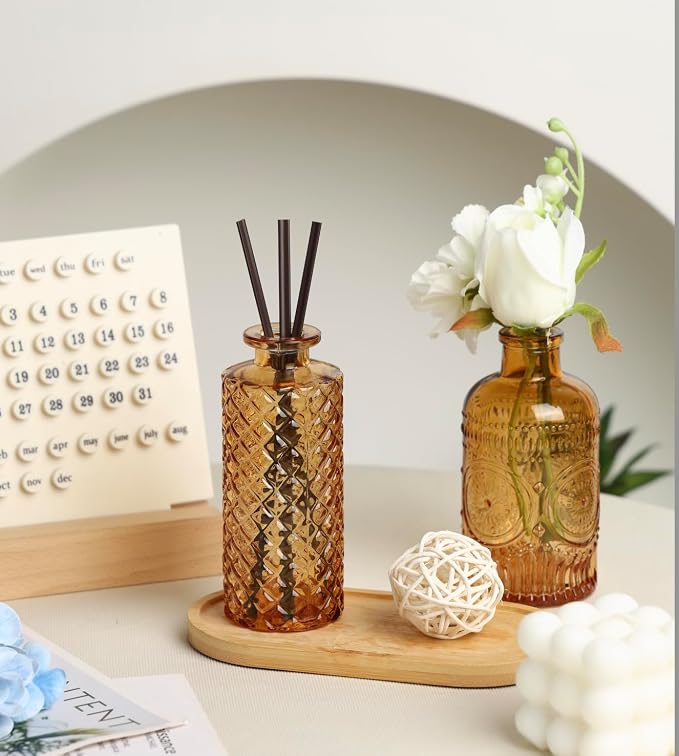 5pcs Amber Glass Bud Vase Set, Decorative Flower Vases - Image 7