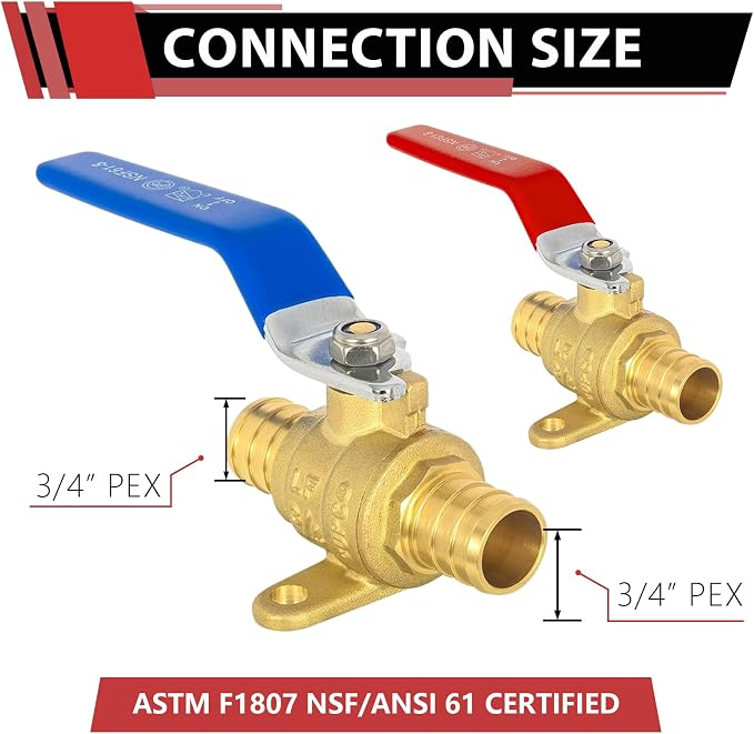 2PC EFIELD 3/4" Crimp Pex Ball Valve - Image 2