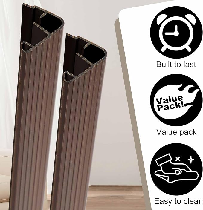 2 Pcs 36" L Fixed Vinyl Sill Threshold Cap 1-3/8 Inches High, Dark Brown | - Image 3