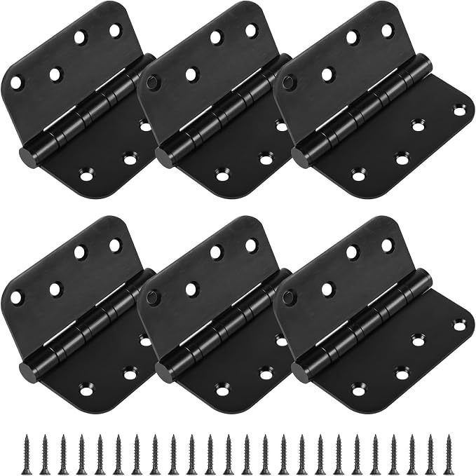 6 Pack Heavy Duty Stainless Steel Hinges, 4 x 4 Inch Matte Black Ball Bearing by ReFeltidolom