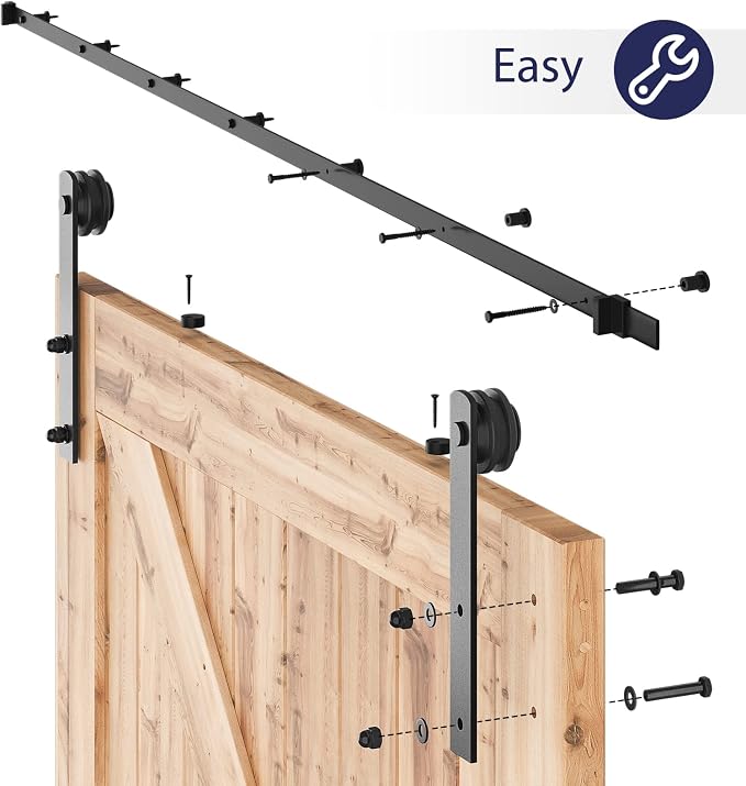 SMARTSTANDARD 11ft Sliding Barn Door Hardware kit, Fit 60-66" W Doorpanel | - Image 4