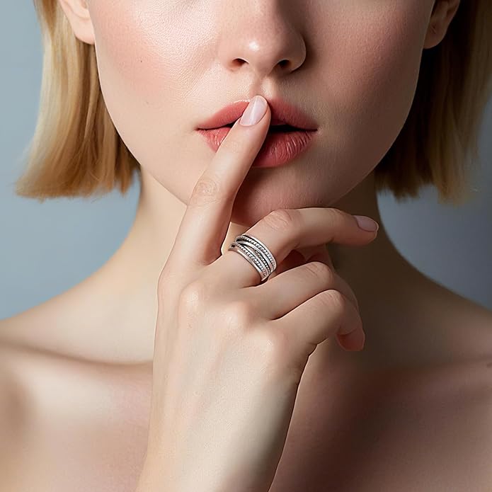 Small Twist Vintage Chunky 925 Sterling Silver Y2K Braided Rings Thumb Cool Fidget Ring for Women