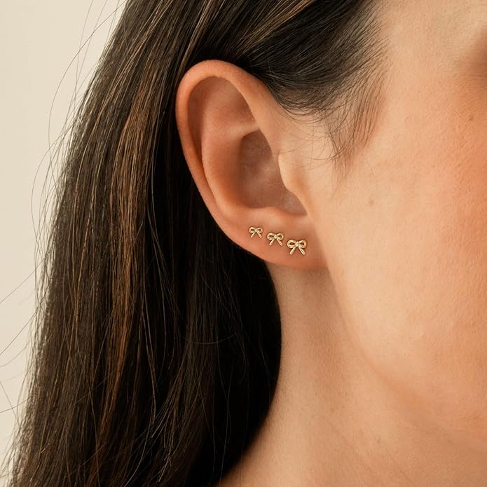 VRIUA 20G Tiny Flat Back Earrings for Women - 14K Gold/Silver Plated Small Flat Back Stud Earrings Hypoallergenic Cartilage Helix Piercing Jewelry