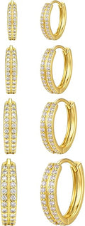Small Gold Huggie Hoop Earrings Set for Women Men Hypoallergenic 14K Plated Stack Cartilage Earrings, Multiple Piercing Lightweight Mini Thin Cute Dainty Trendy Jewelry Set Christmas Gifts for Women
