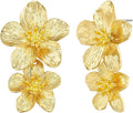 18K Gold Plated Large Chunky Flower Statement Earrings for Women by SNGIA, Summer Beach Floral Handmade Drop Jewelry, Maximalist Wedding Date Birthday Gift, Bold Exaggerated Textured Dangle Trendy Ribbed Jewelry, 18K Gold Plated Chandelier Fashion Acce...