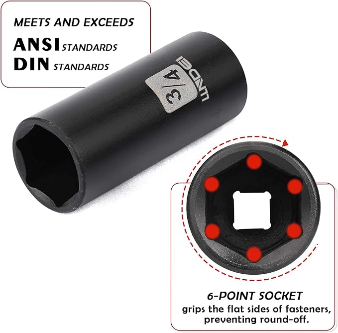 3/8" Drive Impact Socket Set 48Pcs, SAE and Metric | SAE and Metric, Extension - Image 4