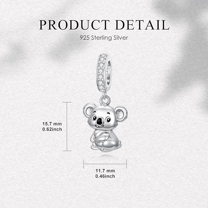 PROESS Sterling Silver/Red Panda/Cow/Highland Cow/Otter/Squirrel/Elephant/Axolotl/Cat/Fox/Bee/Butterfly/Hummingbird/Tiger/Lion/Mokeny/Koala/Dog Charm Animal Charms Bead for Jewelry Making