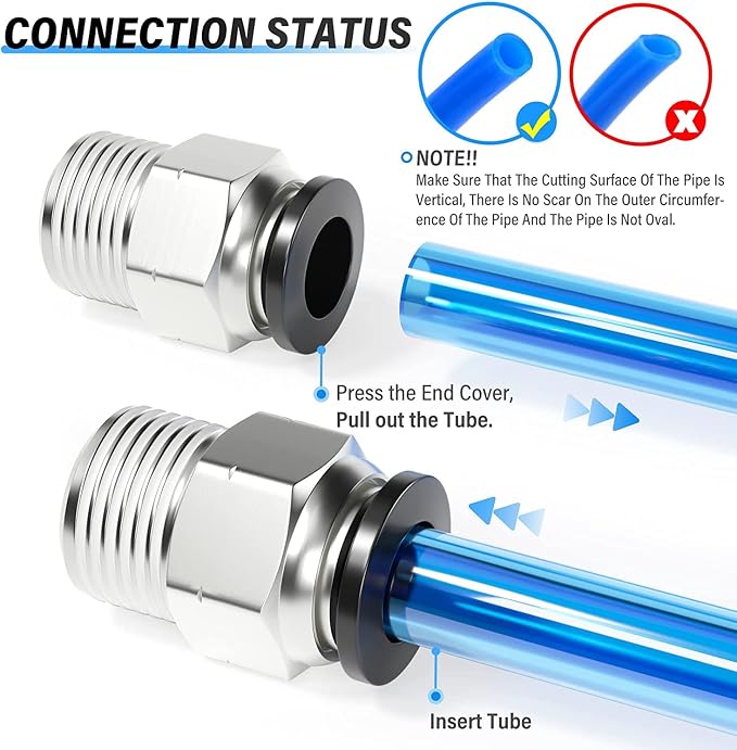 TAILONZ PNEUMATIC Male Straight 1/2 Inch Tube OD x 3/8 Inch NPT Thread Push to - Image 4
