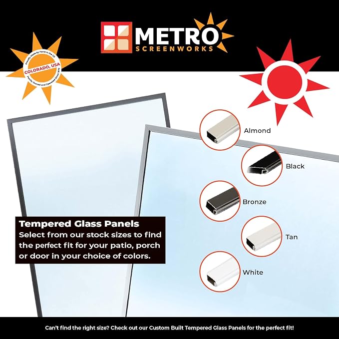 Metro Screenworks Framed Tempered Glass Panel, 28-5/8" x 34-1/2", Almond | - Image 2
