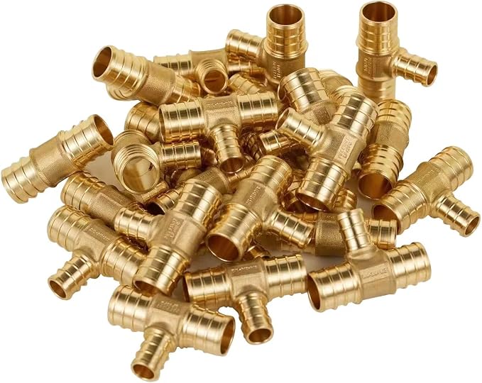 25PC EFIELD Barb Pex 3/4" x 3/4" x 1/2" Reducing Tee Brass Crimp Fittings | by EFIELDPEXTUBING
