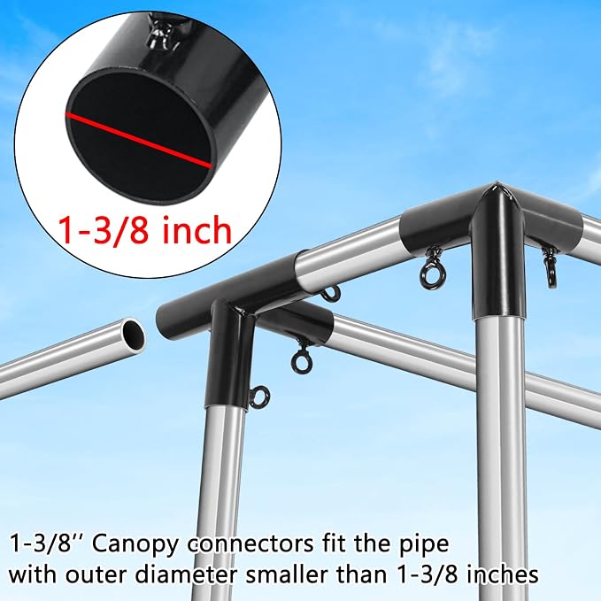 Luwint 2PCS 4-Way Flat Canopy Fittings, 1-3/8 Inch Metal Connectors - Image 2