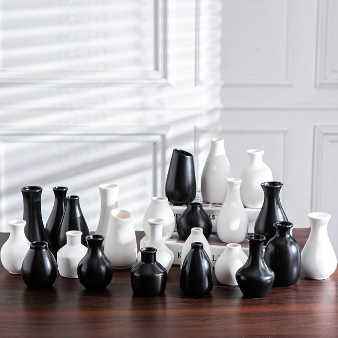 White Ceramic Bud Vase Set of 12 DIY Matte Flower Vases | Modern mini ceramic - Image 7