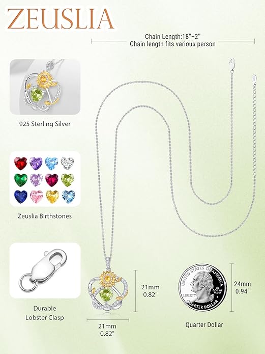 Valentine's Day Gifts for Wife 925 Sterling Silver Double Birthstone Pendant Necklaces I Love You for Always and Forever Necklace Anniversary Birthday Gifts for Wife Girlfriend Mom Her
