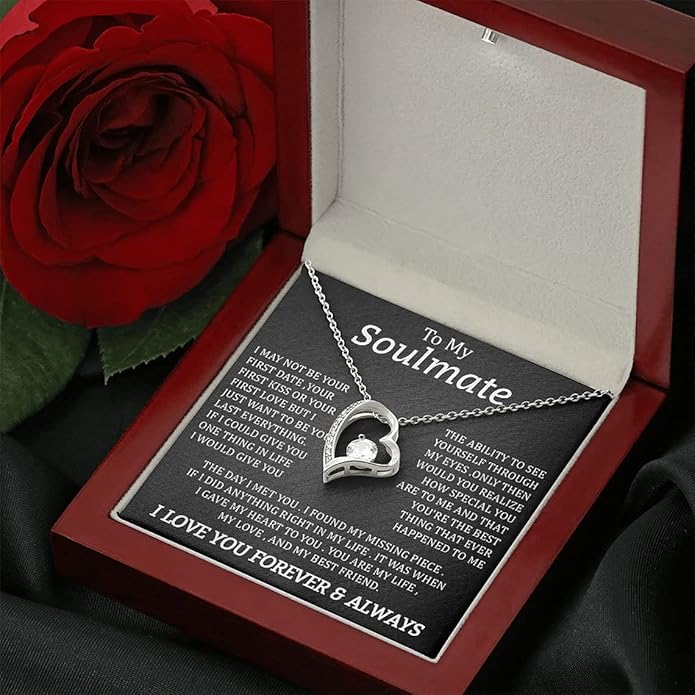 To My Beautiful Soulmate Necklace For Women, Necklace For Wife From Husband, Girlfriend Necklace From Boyfriend, Wife Birthday Gifts From Husband, Gifts Boxes For Women, Soulmate Necklace For Her
