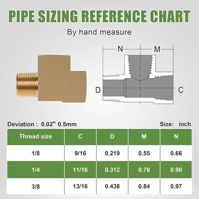 4PCS Brass Pipe Fittings Barstock Street Tee, 1/8" x 1/8" x 1/8" | 1/8" NPT - Image 5