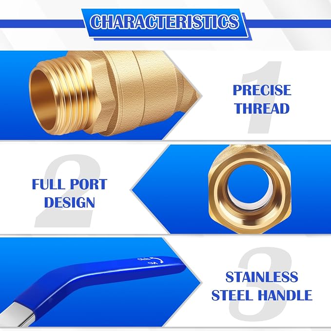 1inch Full Flow Forged Brass Ball Valve, 150 PSI WSP / 600 PSI WOG Pipe - Image 4