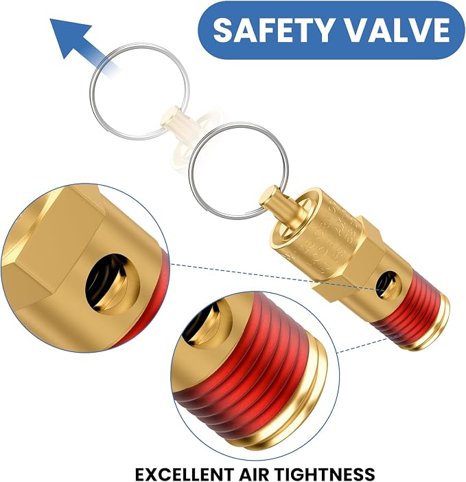 1/4" Male NPT Brass Safety Valve, 1 Pack | 175 PSI Pressure Relief - Image 5