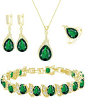 GZWHD Jewelry Set for Women CZ Earrings Necklace Ring Bracelet Set Prom Party Wedding Jewelry Gift for Mother Friend Wife