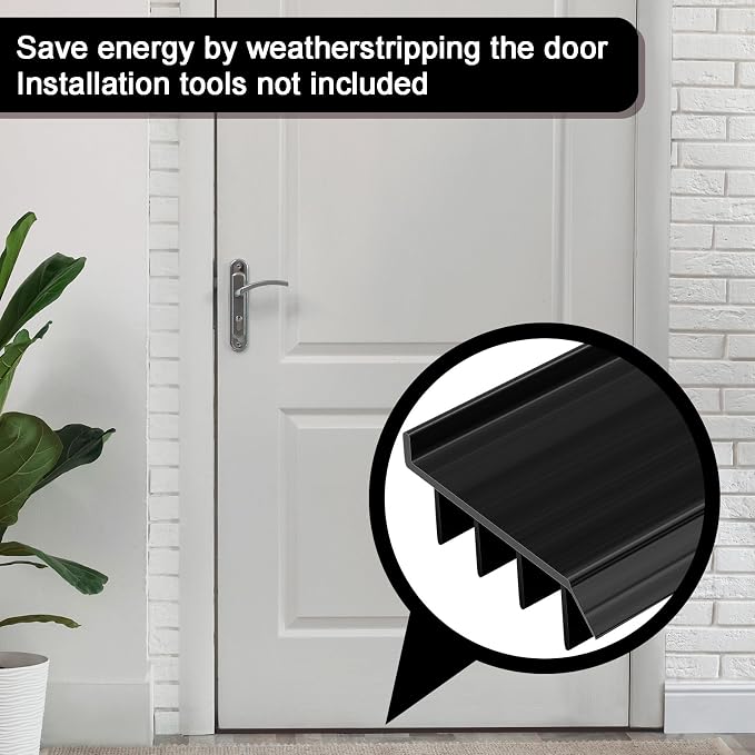 2 Pcs 3 Feet Black Vinyl Door Bottom Adjustable Weatherstrip Door Bottom - Image 6