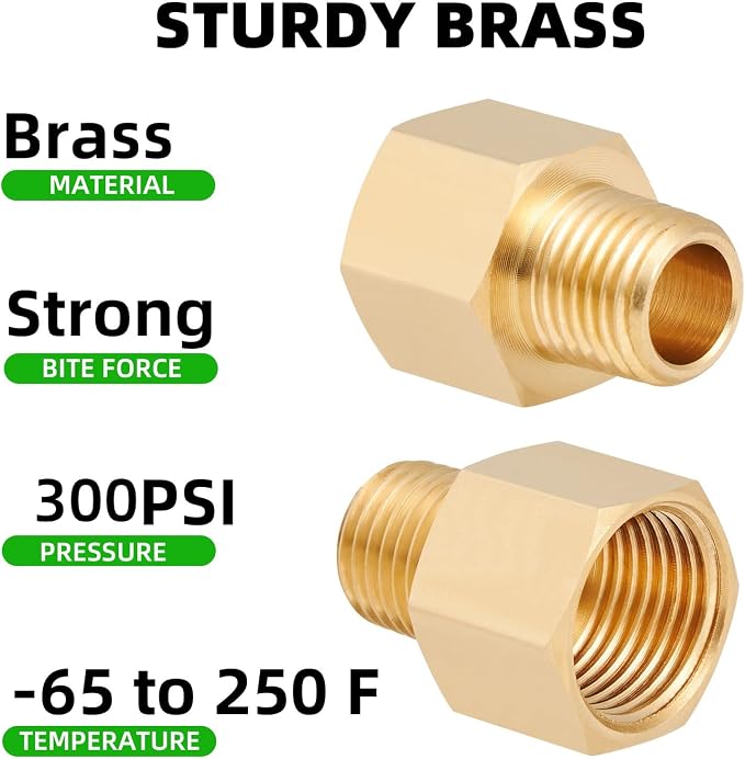 Brass Pipe Fitting, 1/4 Inch NPT Male to 3/8 Inch NPT Female Brass Pipe Hose - Image 4