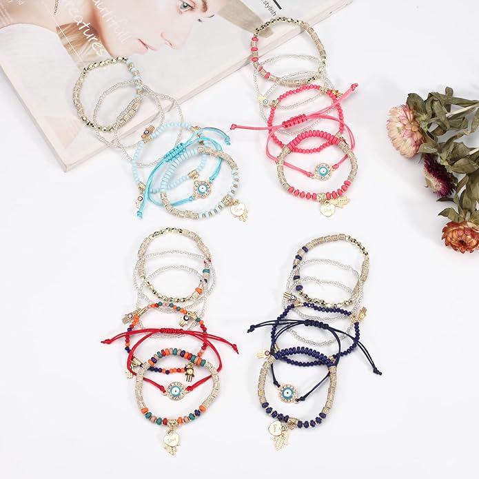 Bracelets Bohe Multilayer Chain Tassel Stackable Charm Stretch Statement Bracelet Set