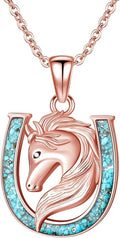 Western Cowboy Necklace 925 Sterling Silver Horseshoe Pendant Western Jewelry Cowgirl Gifts for Women Girlfriend Cowboy Cowgirl