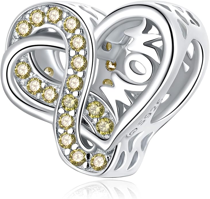 VOROCO 925 Sterling Silver mom Charm for Bracelets Necklaces pendant Charms,Infinity Love Heart Charms for Mother Birthday Christmas day Jewelry Gifts