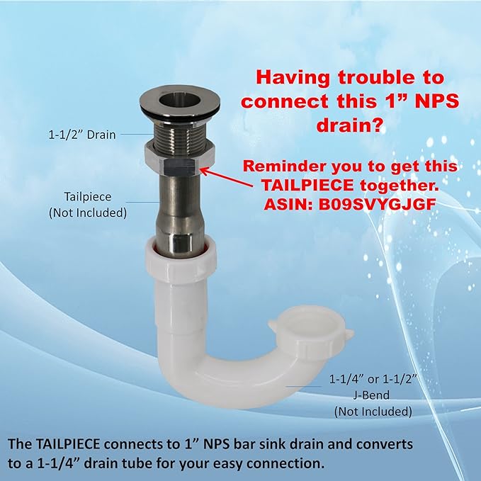 Stainless Steel Bar Sink Drain 1" Nominal Pipe Size - Image 6
