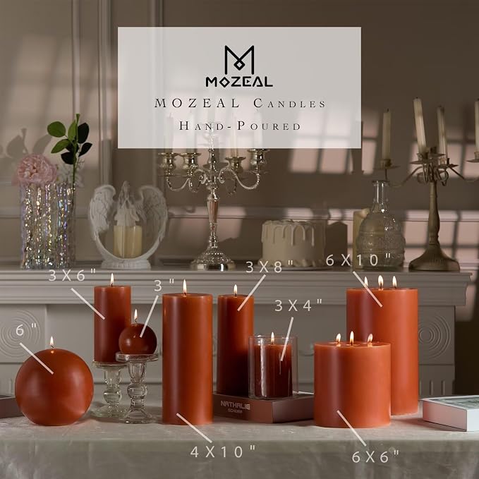 MOZEAL 3" x 4" Hand-Poured Unscented Candle, Dripless Pillar Candle Set of 3 - Image 4