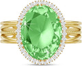 Linawe Birthstone Chunky Adjustable Rings for Women, Gold/Silver/Rose Gold Statement Rings, Imitation Diamond Fake Gemstone Crystal Cocktail Ring, Cubic Zirconia Costume Jewelry