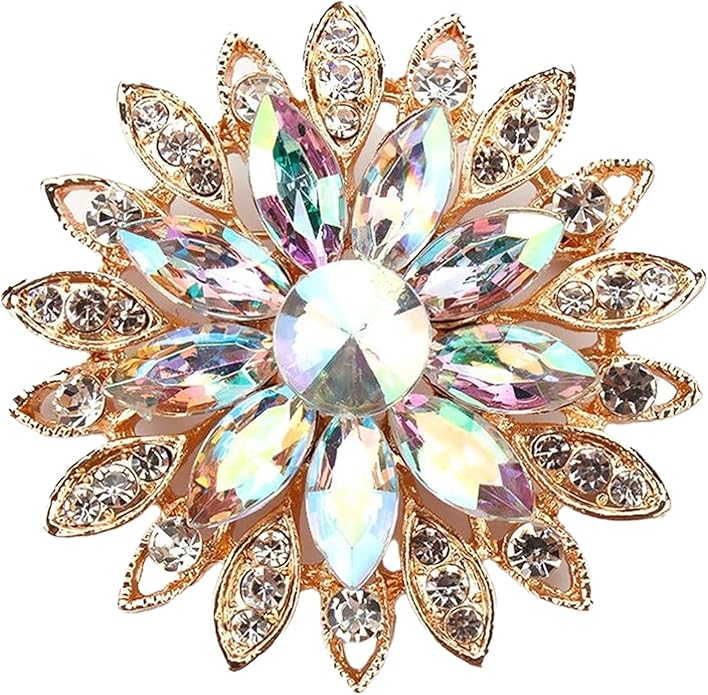 Wanheart Sunflower Brooch Pin Rhinestone Crystal Flower Jewelry Vintage Elegant Brooch for Women Dress Hat Bag Accessories
