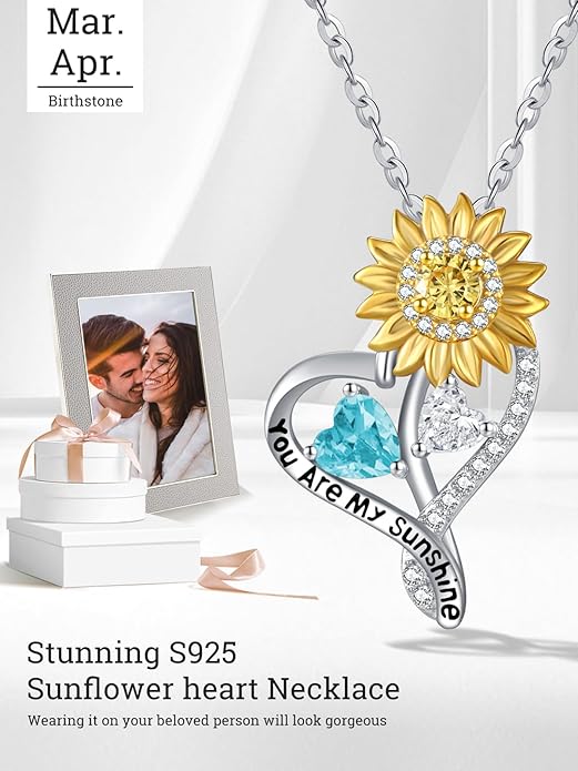 Valentine's Day Gifts for Wife 925 Sterling Silver Double Birthstone Pendant Necklaces I Love You for Always and Forever Necklace Anniversary Birthday Gifts for Wife Girlfriend Mom Her
