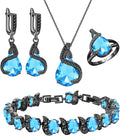 GZWHD Jewelry Set for Women Water Drop Cubic Zirconia Artificial Crystal Earrings Pendant Necklace Open Ring Tennis Bracelet Wedding Anniversary Birthday Engagement Gift for Bridesmaid Wife Girlfriend Friend