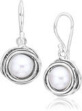 JEAN RACHEL JEWELRY 925 Sterling Silver Dangle Earrings for Women with Freshwater Pearl Vintage Design - Hypoallergenic, Lead & Nickel Free - Artisan Handcrafted Statement Earrings
