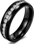 TIGRADE 2.5mm 4mm 5mm 6mm Titanium Ring Cubic Zirconia Engagement Ring Wedding Band Size 3 to 13.5