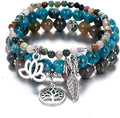 UEUC Tree of Life Yoga Healing Stone Bracelets,Multilayer Lotus Chakra Stone Reiki Bracelet Sets,Anxiety Crystal Natural Stone,for Women Stress Relief