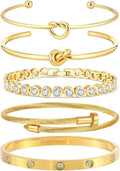 18 K Gold Plated Love Bangle Bracelet Stack Cuff Jewelry for Women Jewelry Set for Women Gift with Box