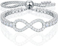 Moissanite Tennis Bracelets For Women, S925 Sterling Silver Infinity Bracelet, 3MM Width 18K Gold Plated White Gold Adjustable Bolo Bracelets- Birthday Christmas Gifts For Mom Wife Her