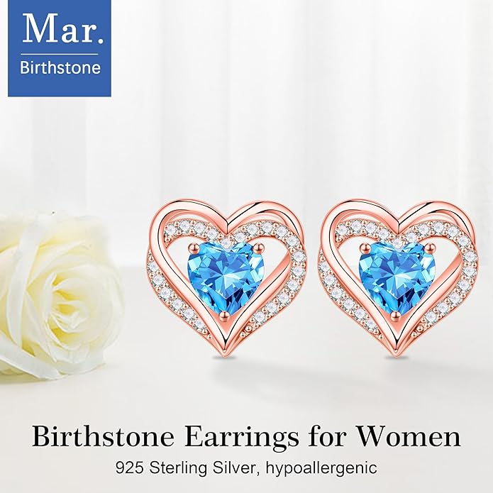 Iefil Valentine Day Gifts for Her - 925 Sterling Silver Heart Stud Earrings Birthday Gifts for Women
