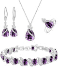 LMXXVJ Jewelry Set for Women,Teardrop Cubic Zirconia Necklace Earrings Adjustable Ring Bracelet Jewelry Set Formal Jewelry Gift