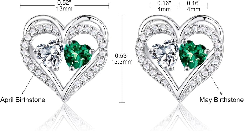 Iefil Valentines Day Gifts for Her - 925 Sterling Silver Birthstone Earrings, Anniversary Birthday Gifts for Women Wife Girlfriend Mom
