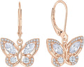 Starchenie Butterfly Earrings for Women 925 Sterling Silver Leverback Earrings Birthstone Butterfly Jewelry Gifts