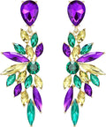 BriLove Women's Wedding Bridal Crystal Teardrop Multi Marquise Cluster Bling Dangle Earrings