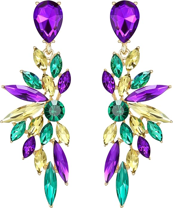 BriLove Women's Wedding Bridal Crystal Teardrop Multi Marquise Cluster Bling Dangle Earrings