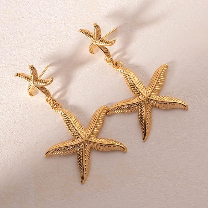 Seashell Starfish Earrings Beach Jewelry for Women Pearl Drop Shell Earrings Ocean Beachy Fashion Accessories Womens Summer Outfits 2026 Tropical Vacation Outfits Beach Vacation Clothes Dresses