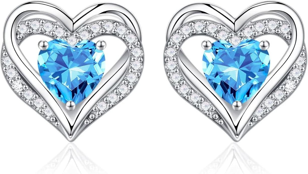 Iefil Valentine Day Gifts for Her - 925 Sterling Silver Heart Stud Earrings Birthday Gifts for Women